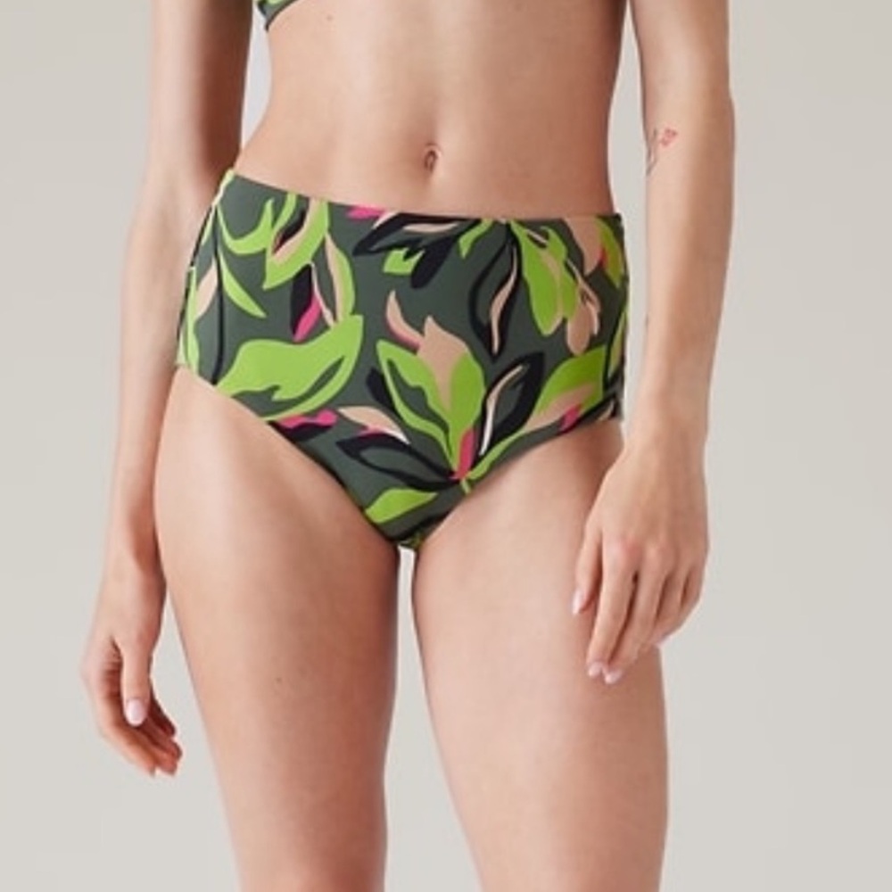 Athleta High Waist Swim Bottom in the Deep Fern Floral NWT